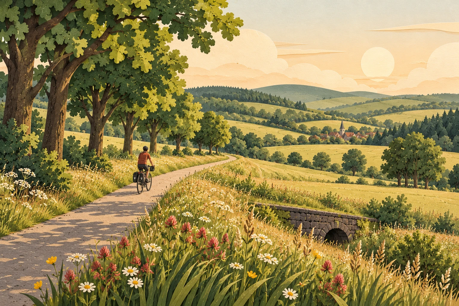 Symbolische KI-Illustration: Unterwegs am Vulkanradweg